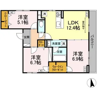 ディールーム グラス 中町【3階】の間取り