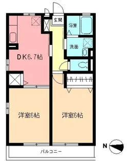 ファミールシャンブルB【2階】の間取り