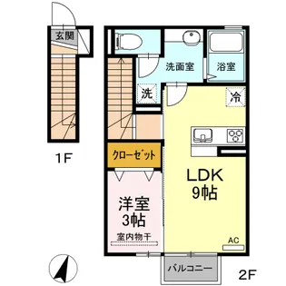 クラージュ B【2階】の間取り