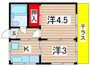 ガ-デンハイツB【1階】の間取り