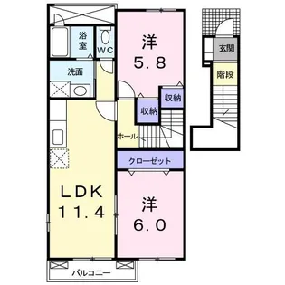 サンシャインヒルズB【2階】の間取り