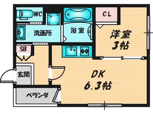 ハーモニーテラス東中川【1階】の間取り
