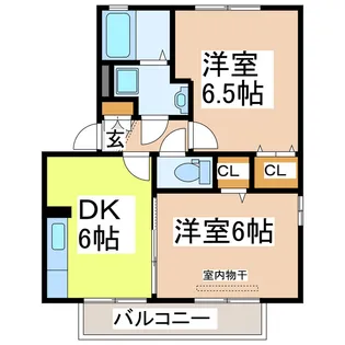 フルール・プリムヴェールC【1階】の間取り
