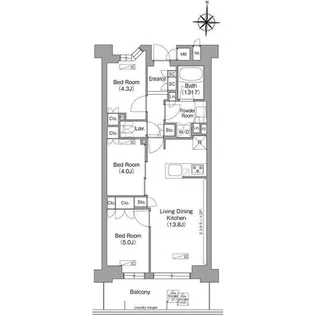 コンフォリア・リヴ坂富【5階】の間取り