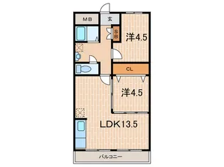 ハイツニュー多聞【4階】の間取り