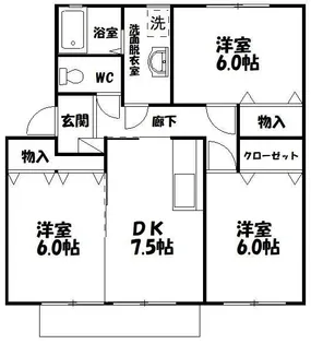 エスポワールミシマB【1階】の間取り
