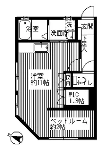 リノベしたスタジオワンルームコーポ佐藤【2階】の間取り