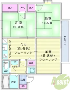 リベラ花渕A【1階】の間取り