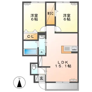 パーク倉敷A【1階】の間取り