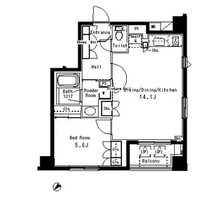 東京都港区赤坂6【マンション】の間取り