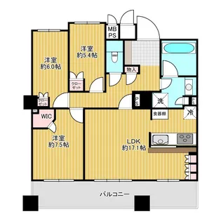 ライオンズタワー神戸・旧居留地【25階】の間取り