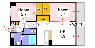 スカイパレス大安寺【7階】の間取り