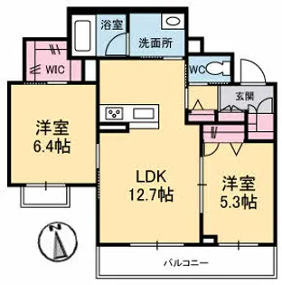 ベレオ昭和B棟【2階】の間取り