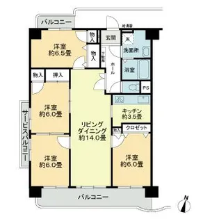 ラポール三ケ田町【4階】の間取り
