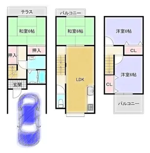 京都府京都市伏見区羽束師鴨川町【一戸建】の間取り