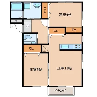 ガーデンコート町方【2階】の間取り