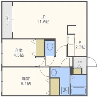 ブランシャール南円山【2階】の間取り