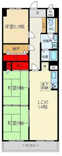 ライオンズマンション枚方【2階】の間取り