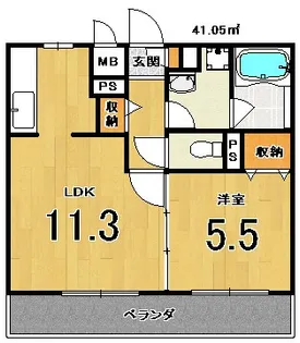 アンジュ京都天神川【1階】の間取り
