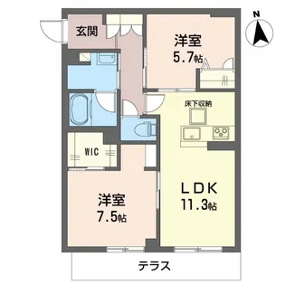 シャーメゾン湘南茅ヶ崎香川【1階】の間取り