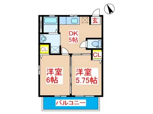 ガーデンプレイス広瀬B棟【2階】の間取り