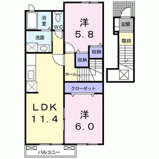 サンシャインヒルズB【2階】の間取り