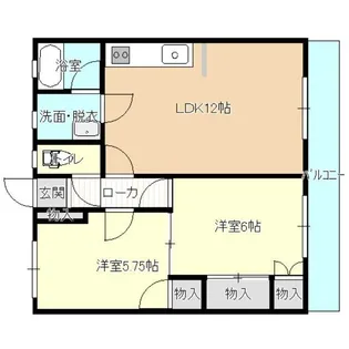 2LDKの間取り画像