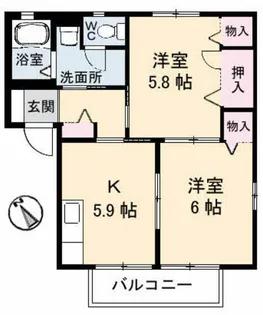 レイクサイド玉湯 A棟【2階】の間取り