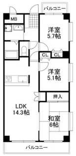 シャルマンフジ堺北【1階】の間取り
