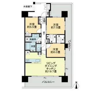 サーパス松江駅グランフォート【15階】の間取り