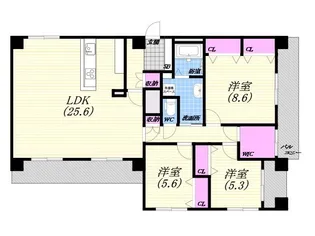 兵庫県芦屋市精道町【マンション】の間取り