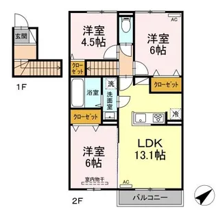 鹿児島県薩摩川内市中郷町【アパート】の間取り