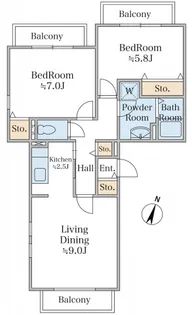パレットキューブ公津の杜E棟【3階】の間取り