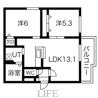 2LDKの間取り画像