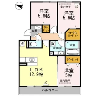 ベルメゾン古賀島【1階】の間取り