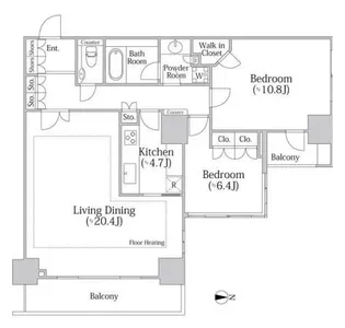 河田町ガーデン クラブフロア【37階】の間取り
