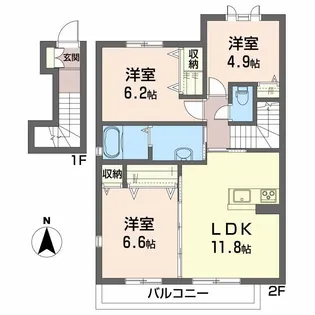 シャーメゾン ディオスファミリア【2階】の間取り