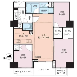 プラウドタワー芝浦【19階】の間取り