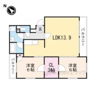 ヒルトップ名坂【2階】の間取り