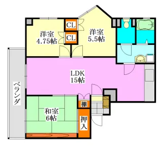 ハイツエバーグリーン津田沼2号棟【5階】の間取り