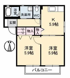 サザンコーポラスD棟【1階】の間取り