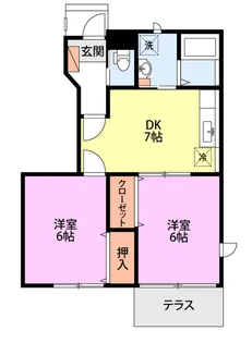 グリーンコーポ川西A【1階】の間取り