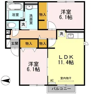 サニーハイツHodono【1階】の間取り