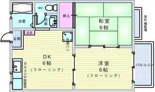 タウニーイサカ【1階】の間取り