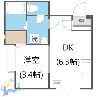 フラットJ発寒南【3階】の間取り