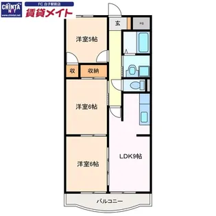 クレセント桜島【3階】の間取り