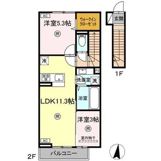 ミモザ熊本駅北【2階】の間取り