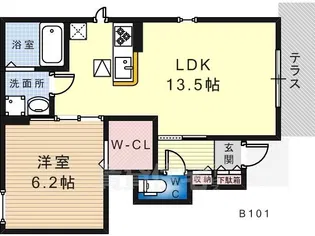 Casa永山園B【1階】の間取り
