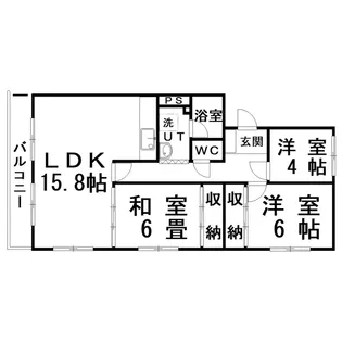 パークサイド鶴ケ岱マンション【4階】の間取り