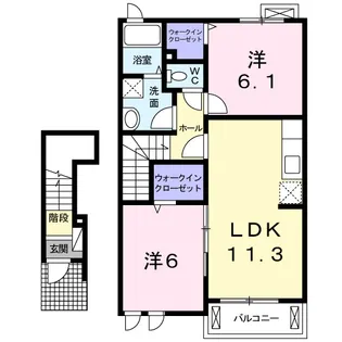 ラ・カーサ・フェリーチェA【2階】の間取り